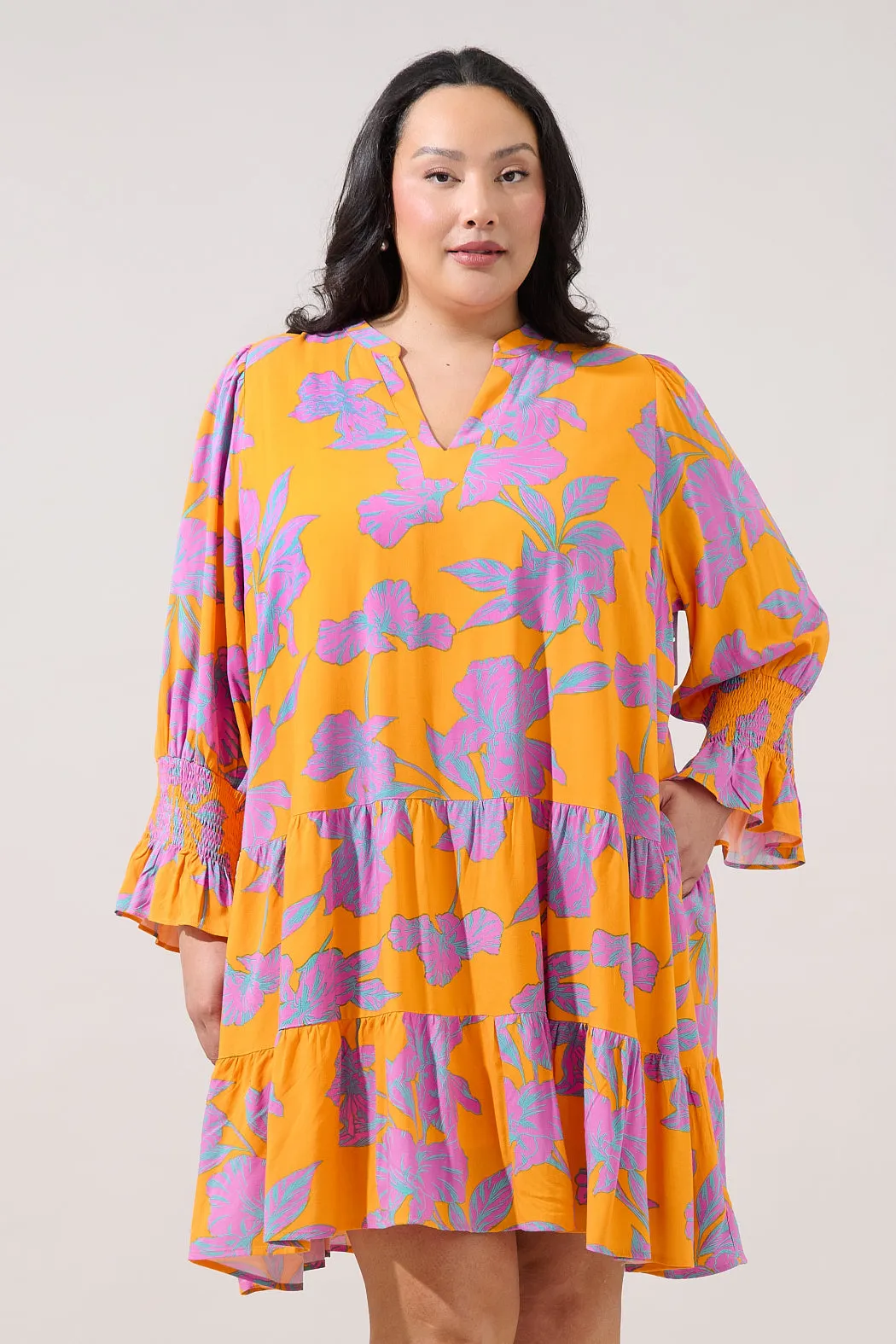 Anamy Shift Mini Dress Floral Curve sold by Sugarlips