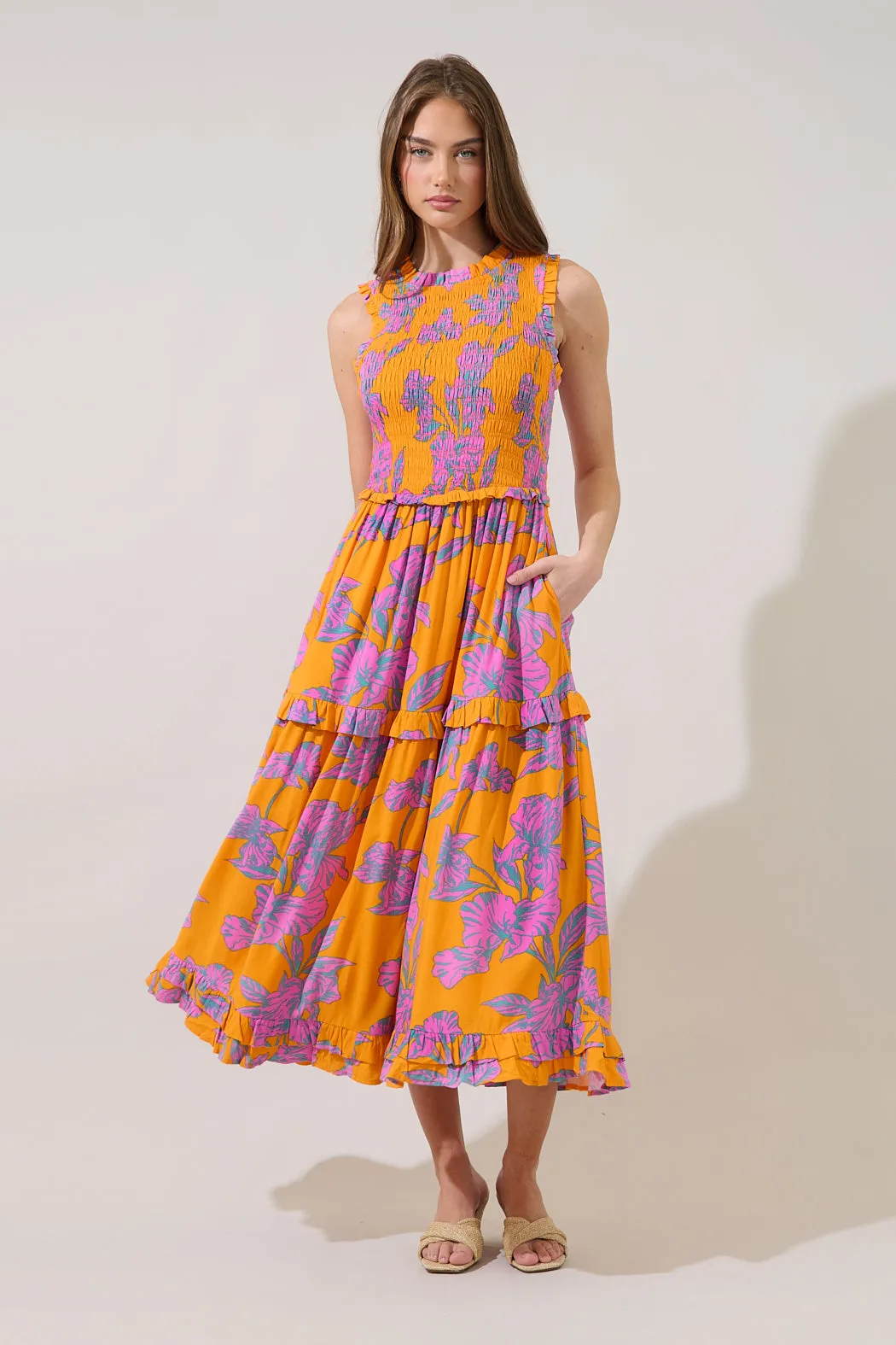 Kathia Smocked Midi Dress Floral sold by Sugarlips product image thumbnail 4