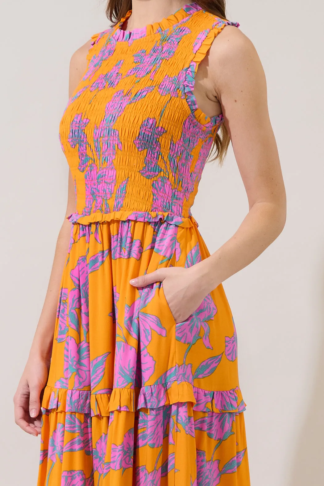 Kathia Smocked Midi Dress Floral sold by Sugarlips product image thumbnail 5