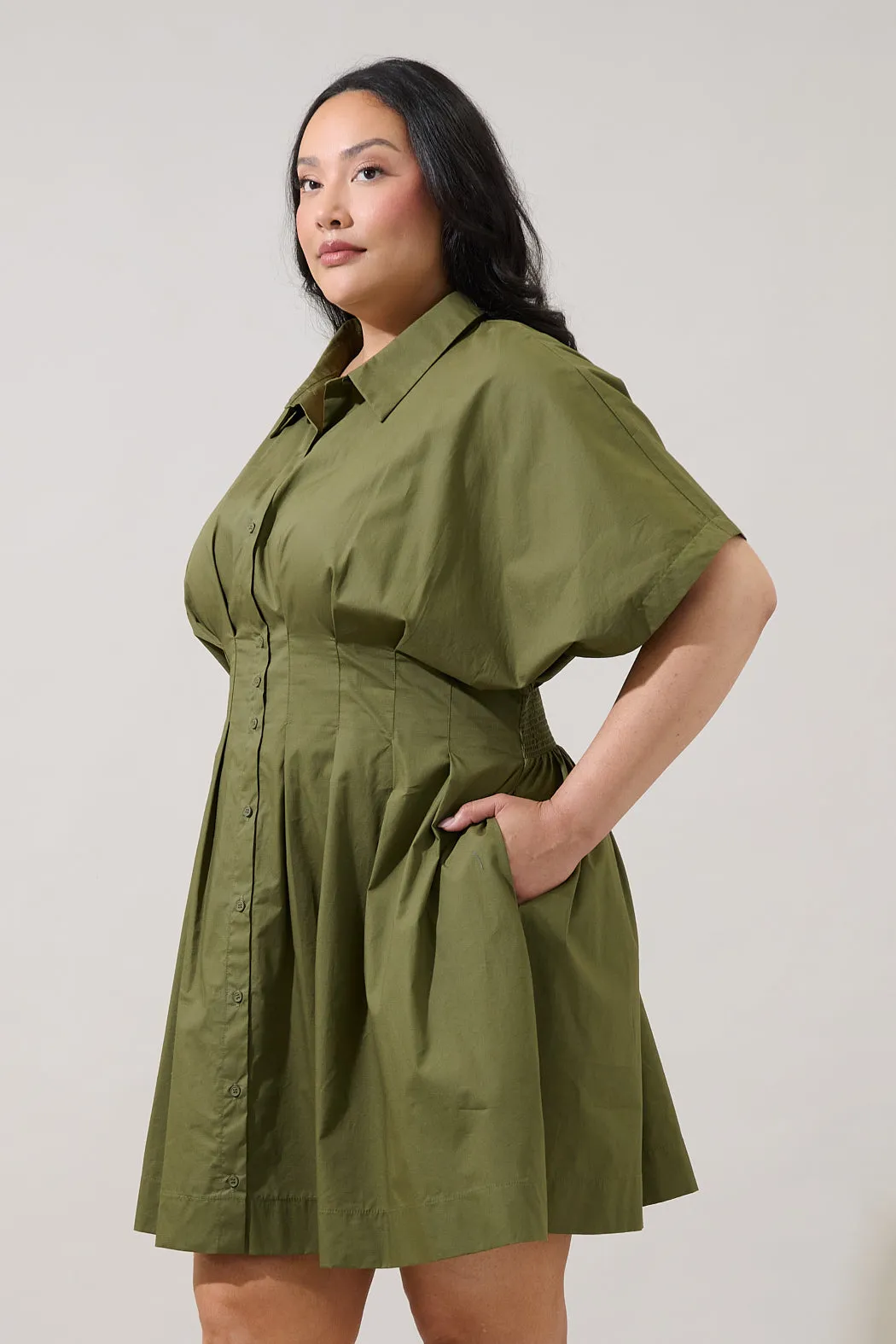 Alix Button Down Mini Dress Curve sold by Sugarlips product image thumbnail 3