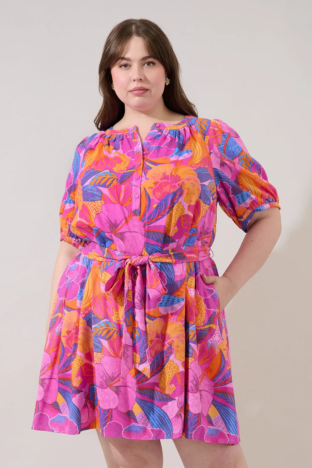 Samrie Shift Mini Dress Chelsy Floral Curve sold by Sugarlips