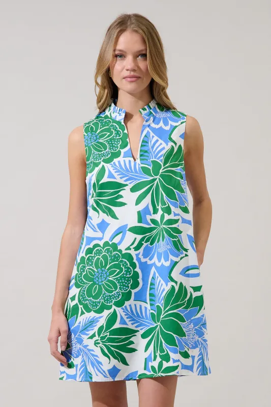 Kelsia Sleeveless Shift Mini Dress Diviny Tropical made by Sugarlips