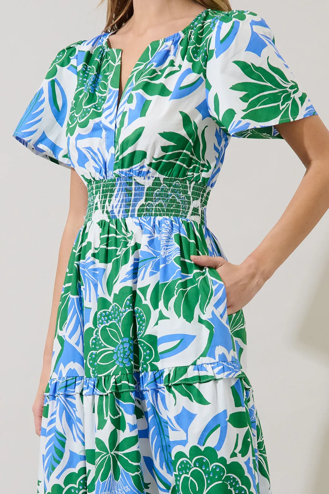 Palmer Poplin Tiered Maxi Dress Diviny Tropical sold by Sugarlips product image thumbnail 4