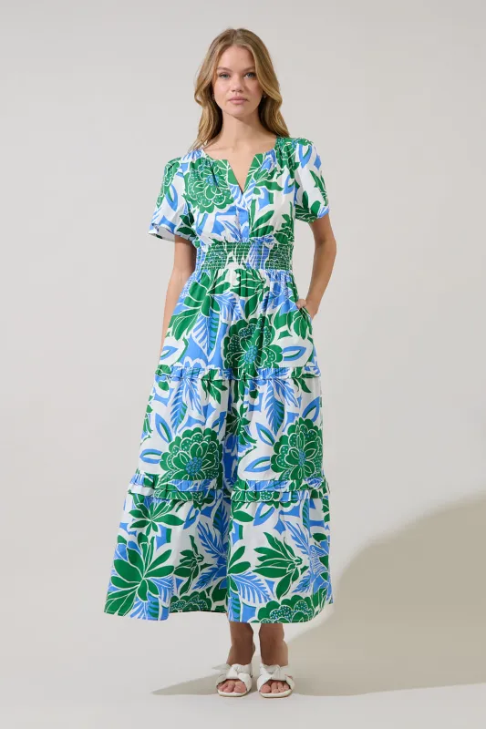 Palmer Poplin Tiered Maxi Dress Diviny Tropical made by Sugarlips