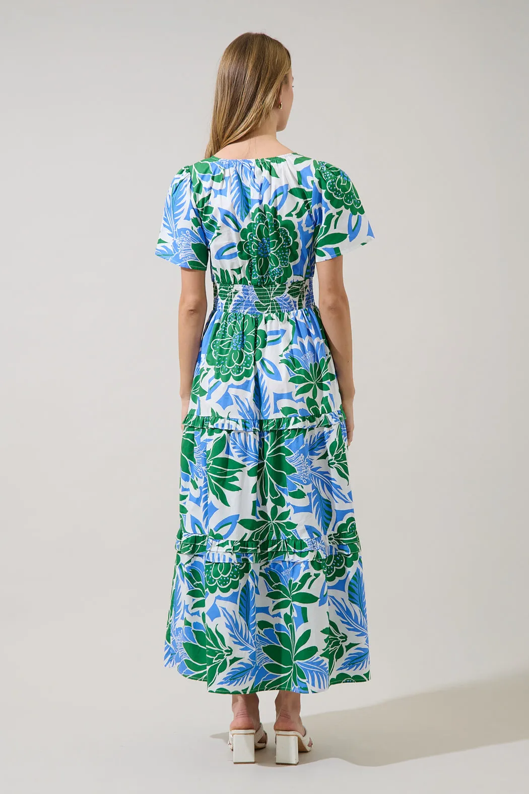 Palmer Poplin Tiered Maxi Dress Diviny Tropical sold by Sugarlips product image thumbnail 2