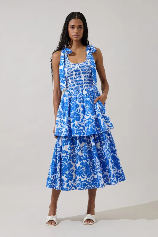 Kasia Smocked Midi Dress Magee Floral made by Sugarlips