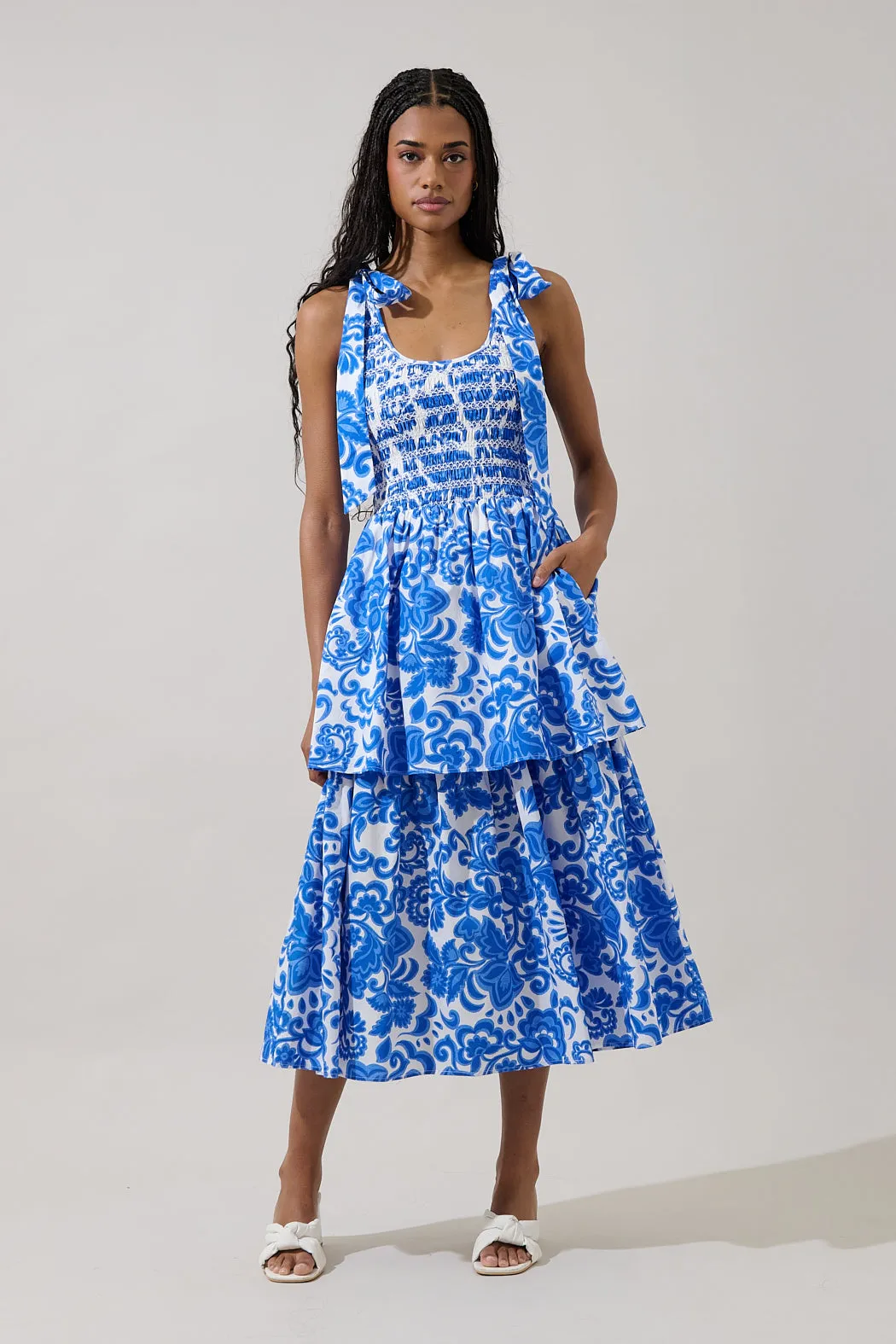 Kasia Smocked Midi Dress Magee Floral sold by Sugarlips