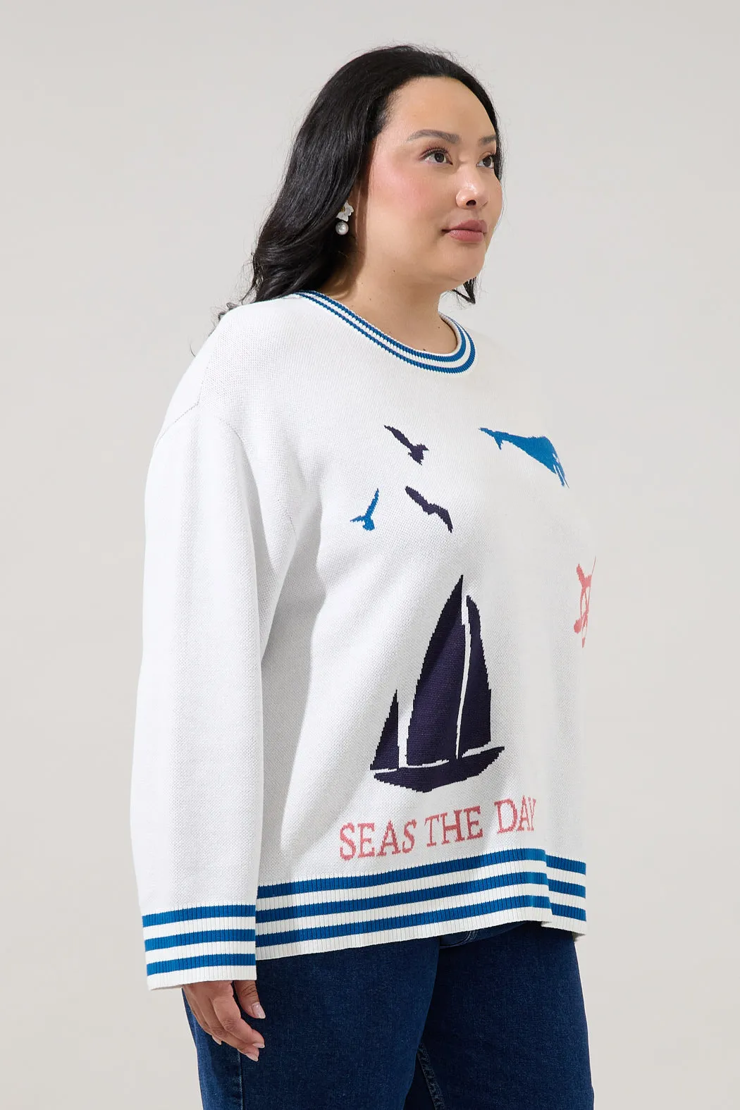 Sea Shore Ribbed Knit Sweater Curve sold by Sugarlips product image thumbnail 3