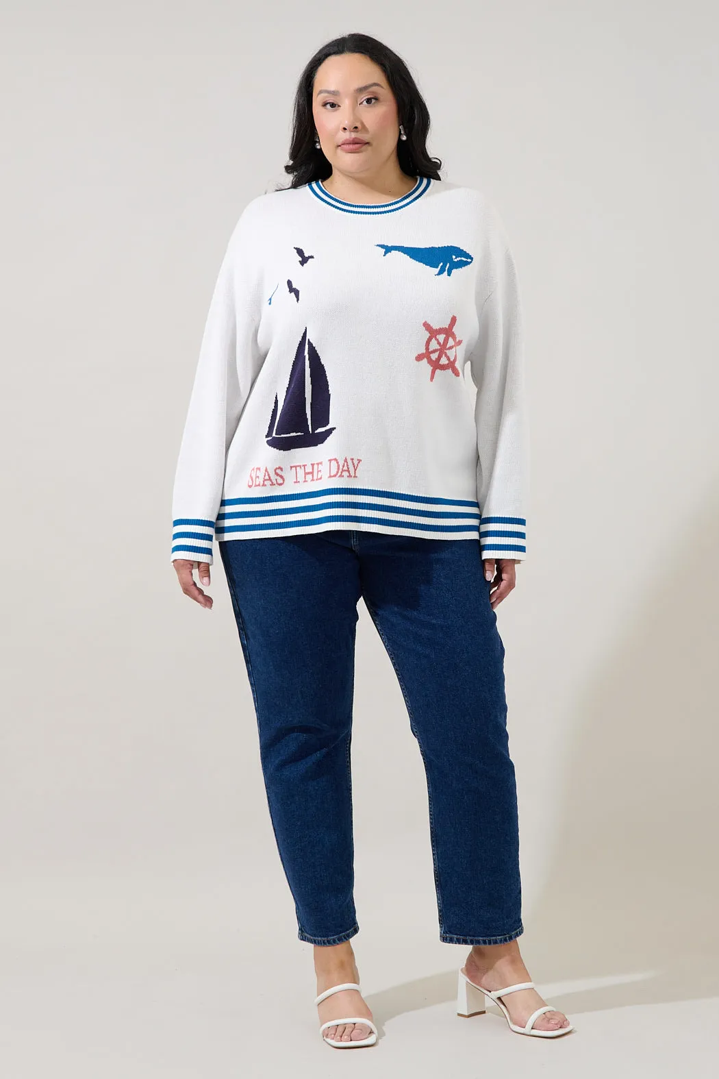 Sea Shore Ribbed Knit Sweater Curve sold by Sugarlips product image thumbnail 4