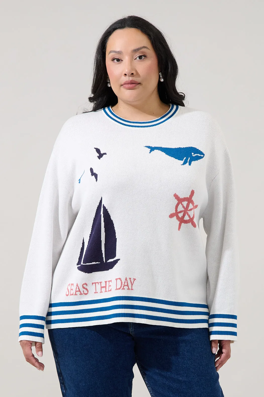 Sea Shore Ribbed Knit Sweater Curve sold by Sugarlips