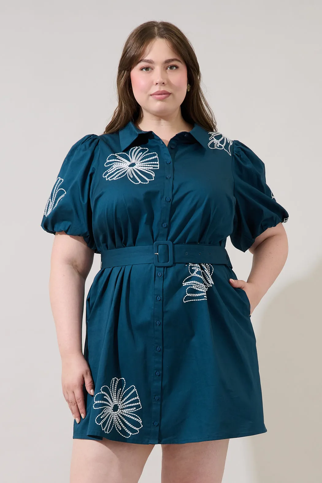 Aurely Embroidery Shirt Mini Dress Curve sold by Sugarlips