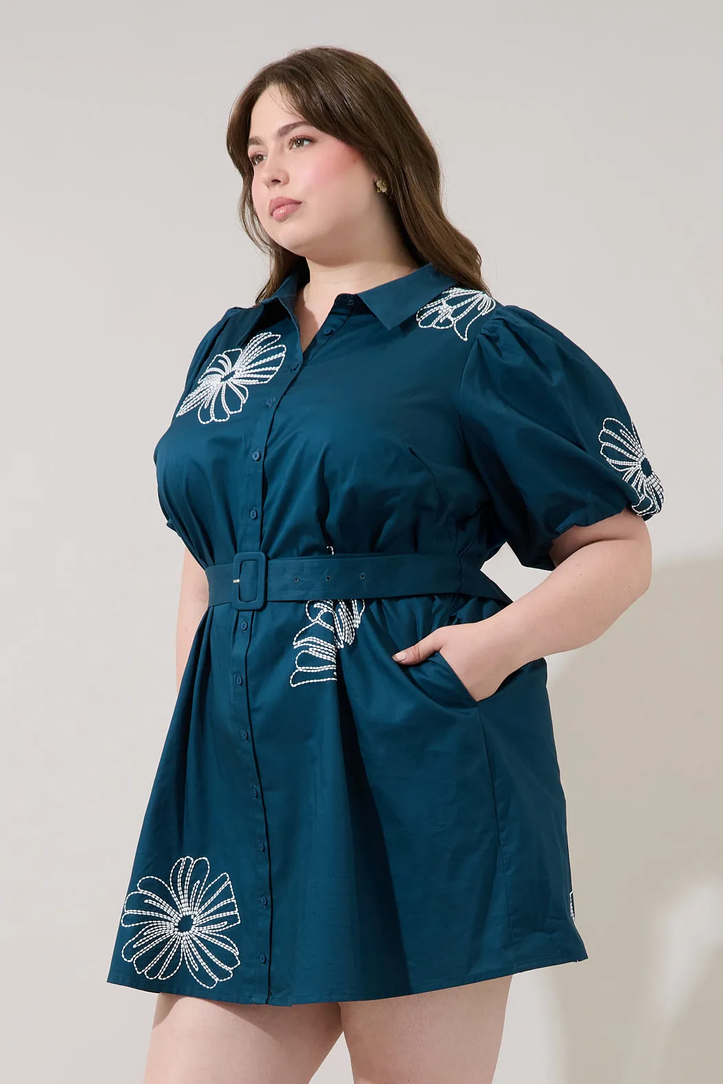 Aurely Embroidery Shirt Mini Dress Curve sold by Sugarlips product image thumbnail 3
