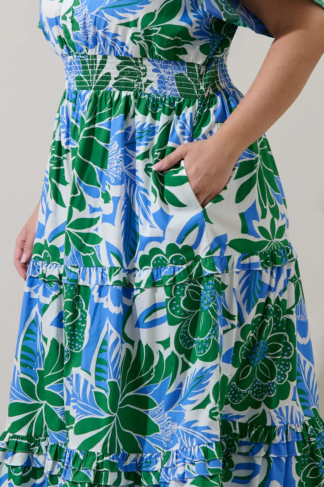 Palmer Poplin Tiered Maxi Dress Diviny Tropical Curve sold by Sugarlips product image thumbnail 4