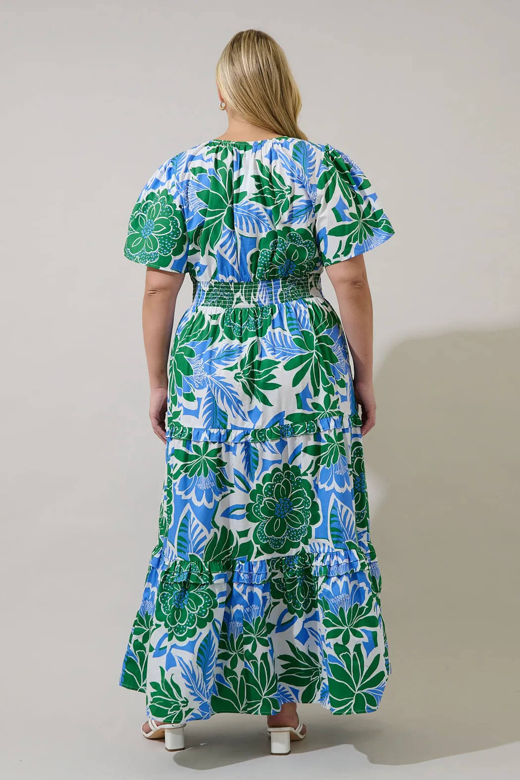 Palmer Poplin Tiered Maxi Dress Diviny Tropical Curve sold by Sugarlips product image thumbnail 2