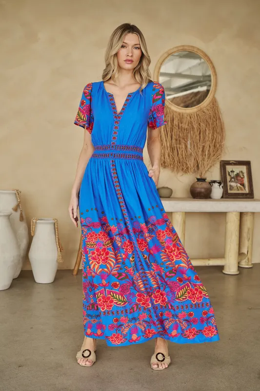 Velsia Smocked Maxi Dress Keizer Floral made by Sugarlips