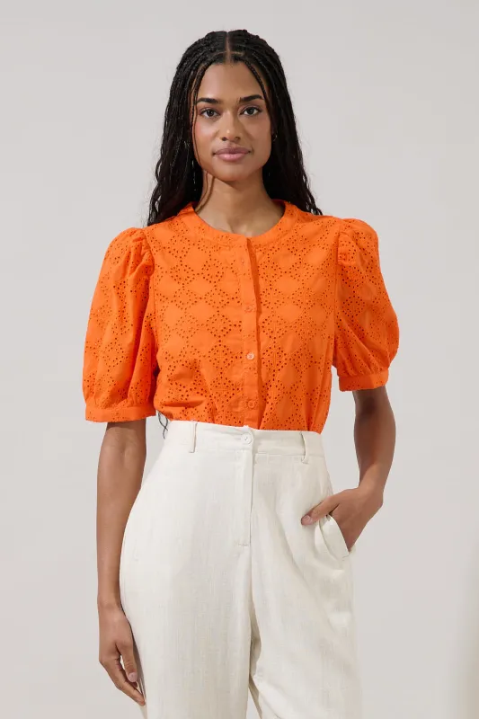 Moonflower Button Down Top Danzie Eyelet made by Sugarlips