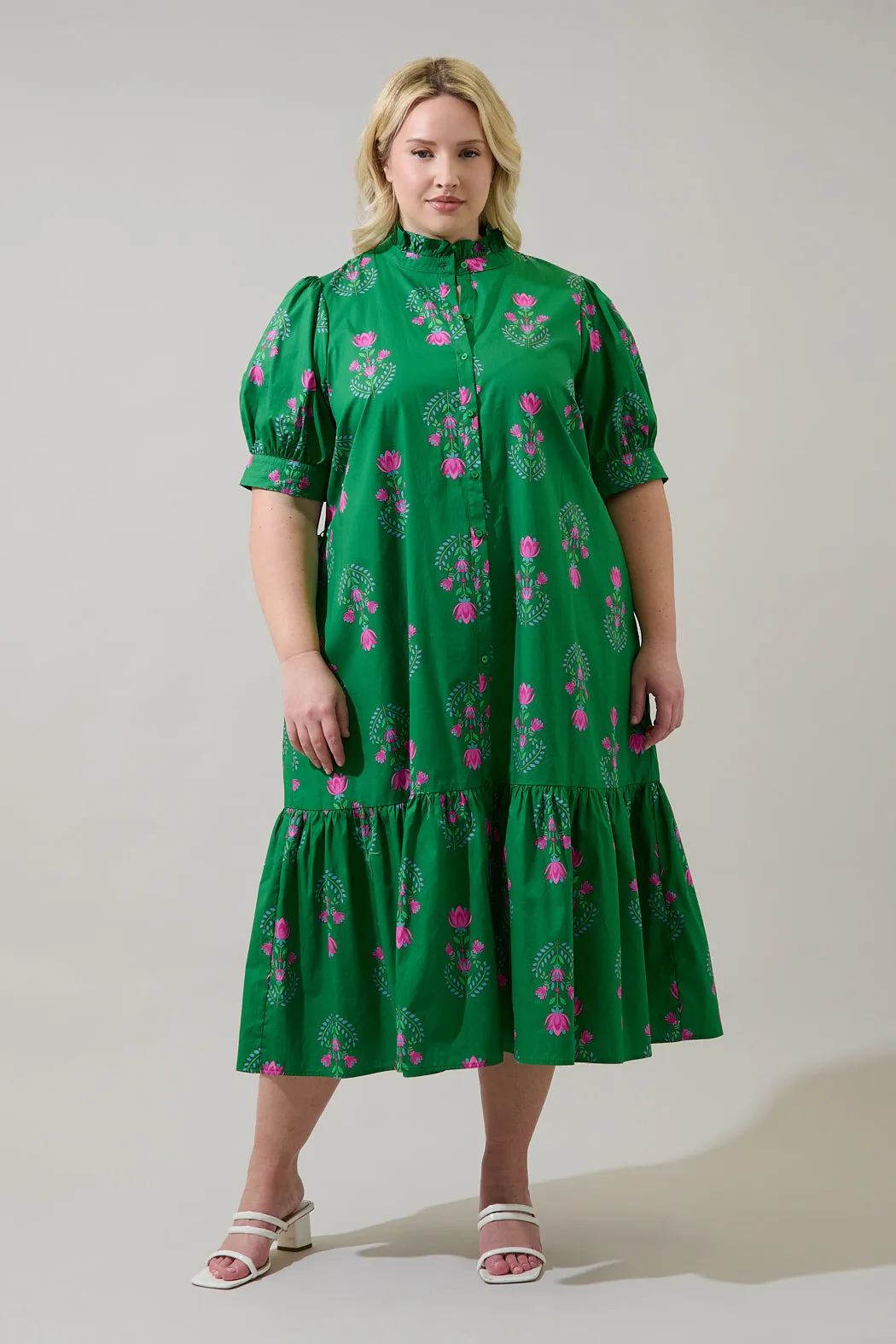 Giles Button Up Midi Dress Saura Floral Curve sold by Sugarlips product image thumbnail 4