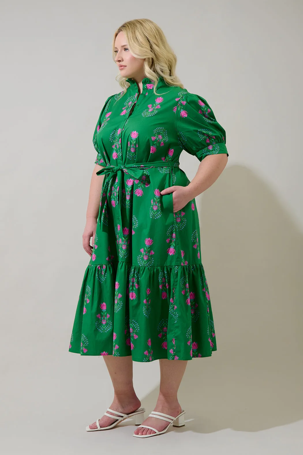 Giles Button Up Midi Dress Saura Floral Curve sold by Sugarlips product image thumbnail 3