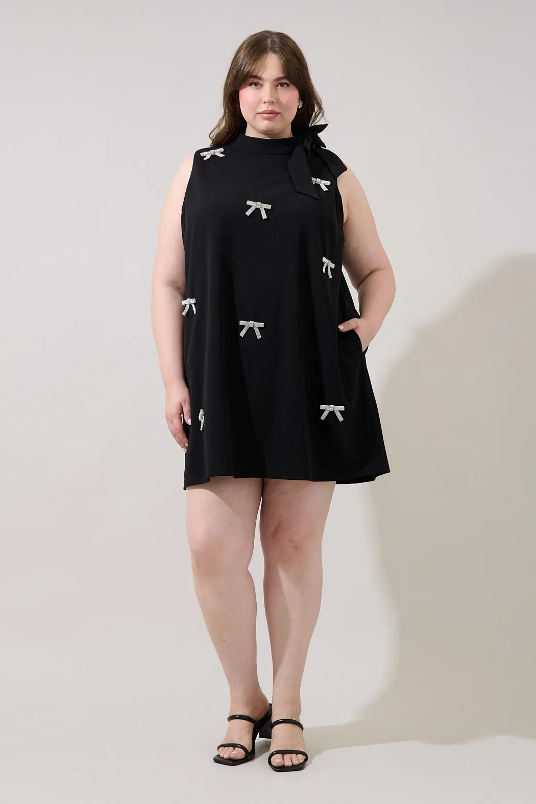 Pamelda Bow Shift Mini Dress Curve sold by Sugarlips product image thumbnail 4