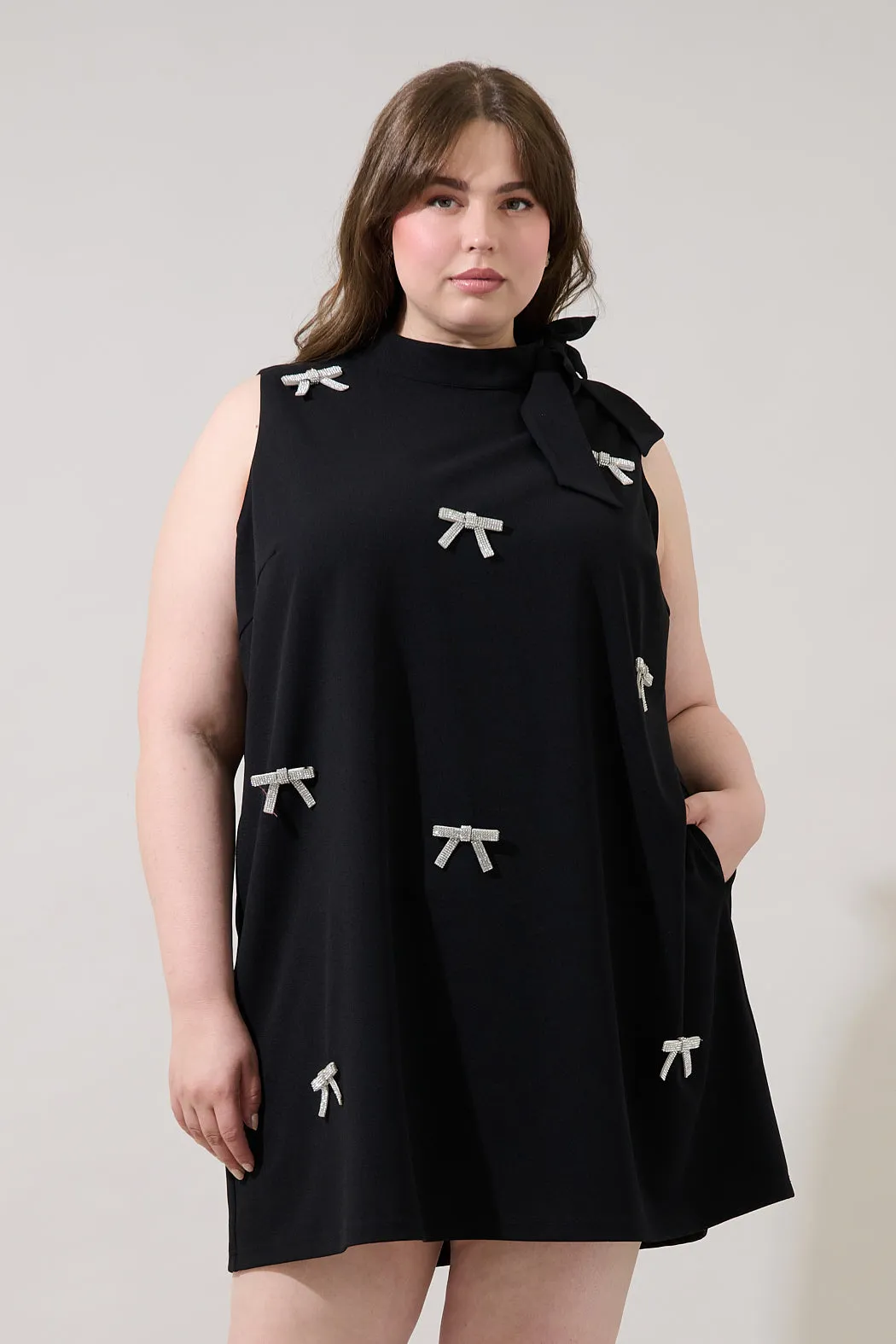 Pamelda Bow Shift Mini Dress Curve sold by Sugarlips