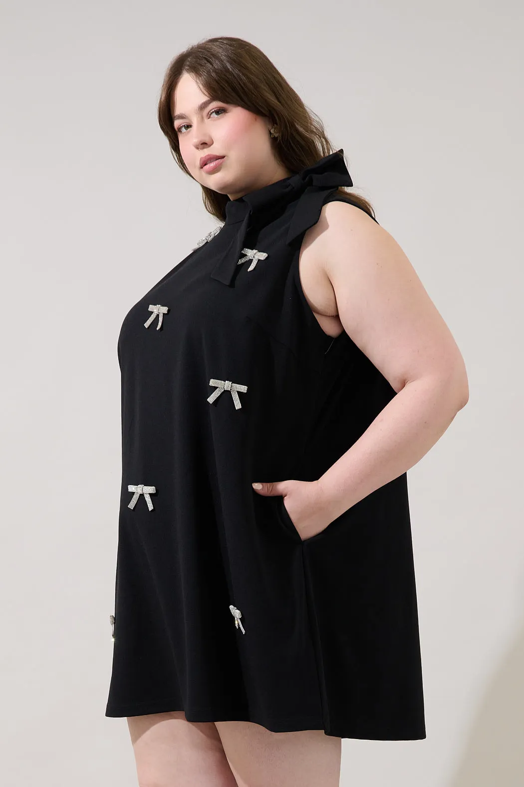 Pamelda Bow Shift Mini Dress Curve sold by Sugarlips product image thumbnail 3