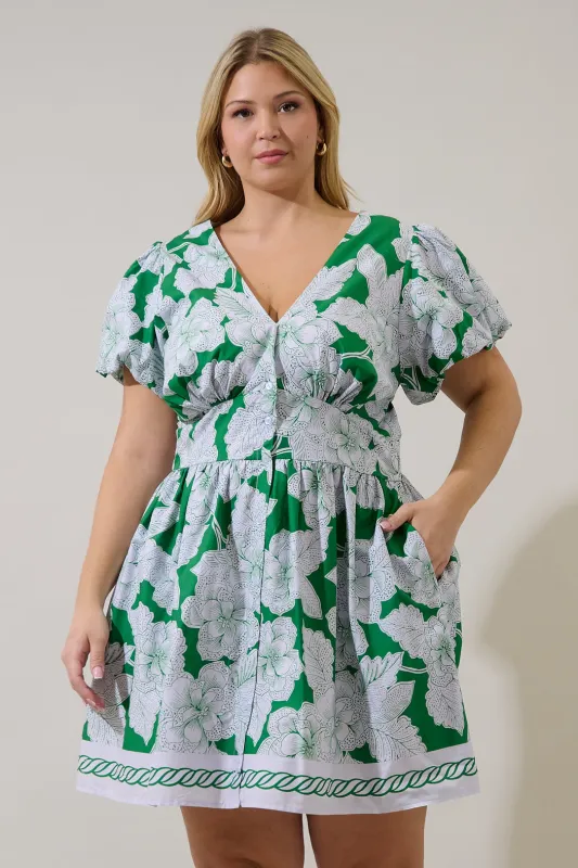 Kasina Button Down Mini Dress Renza Floral Curve made by Sugarlips