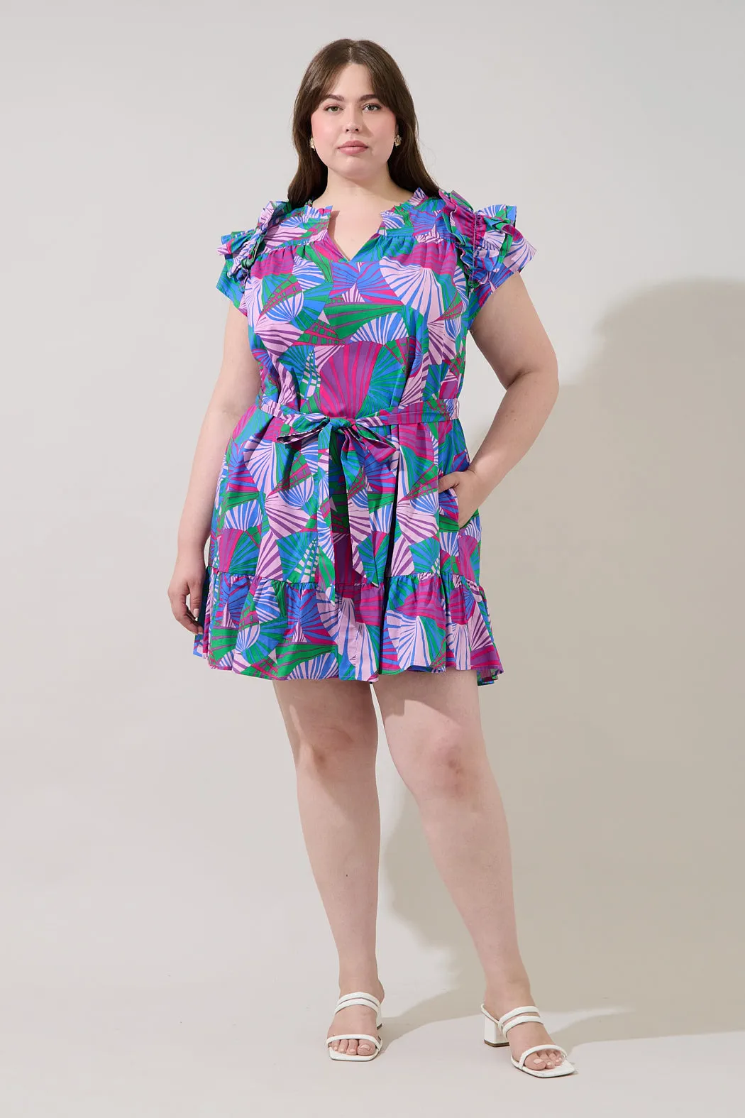 Ivona Ruffle Mini Dress Tropical Curve sold by Sugarlips product image thumbnail 4