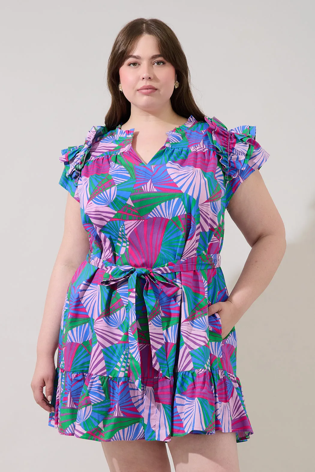 Ivona Ruffle Mini Dress Tropical Curve sold by Sugarlips