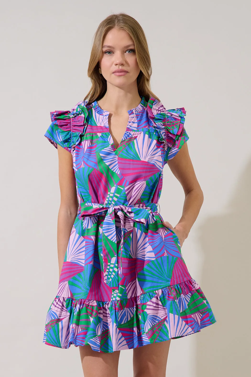 Ivona Ruffle Mini Dress Tropical sold by Sugarlips