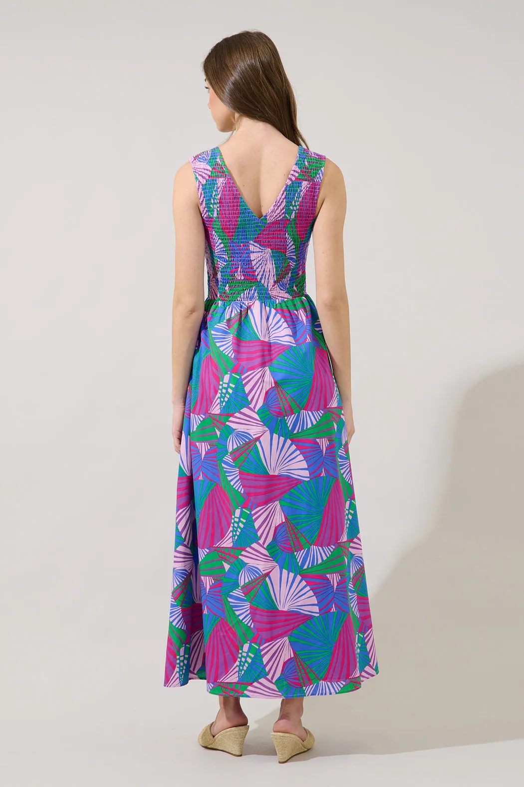 Merisa Sleeveless Smocked Midi Dress Tropical sold by Sugarlips product image thumbnail 3