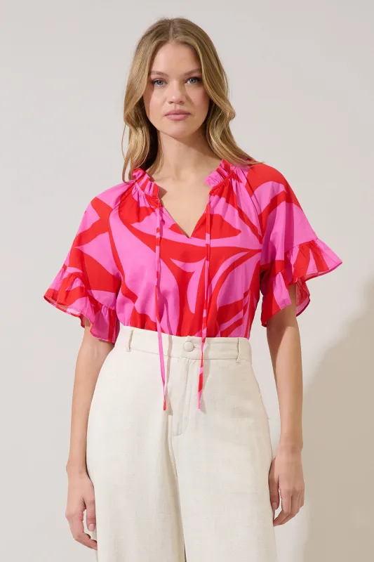 Erie Split Neck Top Abstract made by Sugarlips