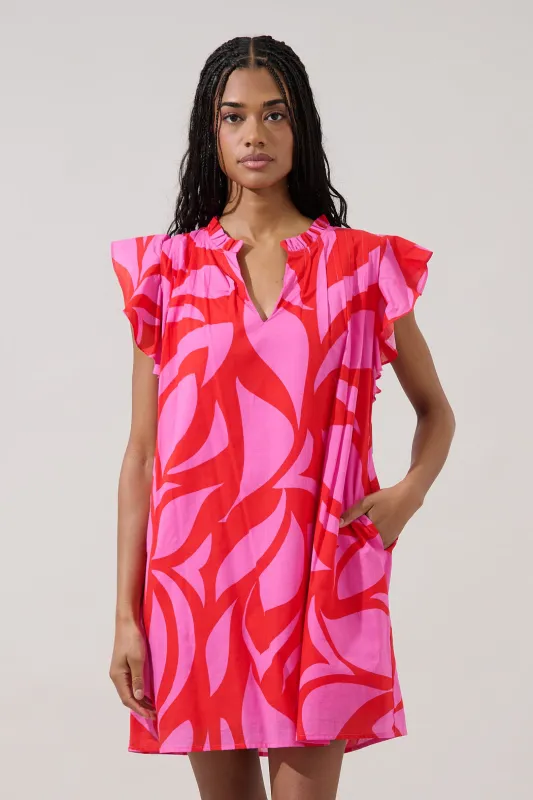 Renie Shift Mini Dress Abstract made by Sugarlips