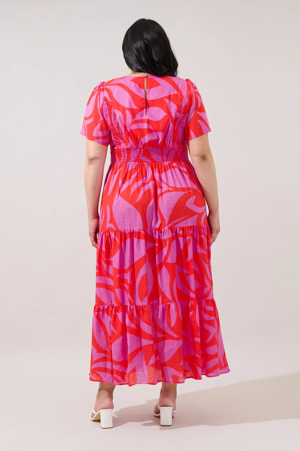 Alexis Poplin Tiered Midi Dress Abstract Curve sold by Sugarlips product image thumbnail 2