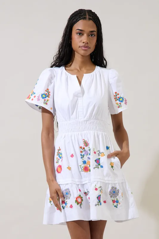 Jenavie Embroidered Smocked Mini Dress made by Sugarlips