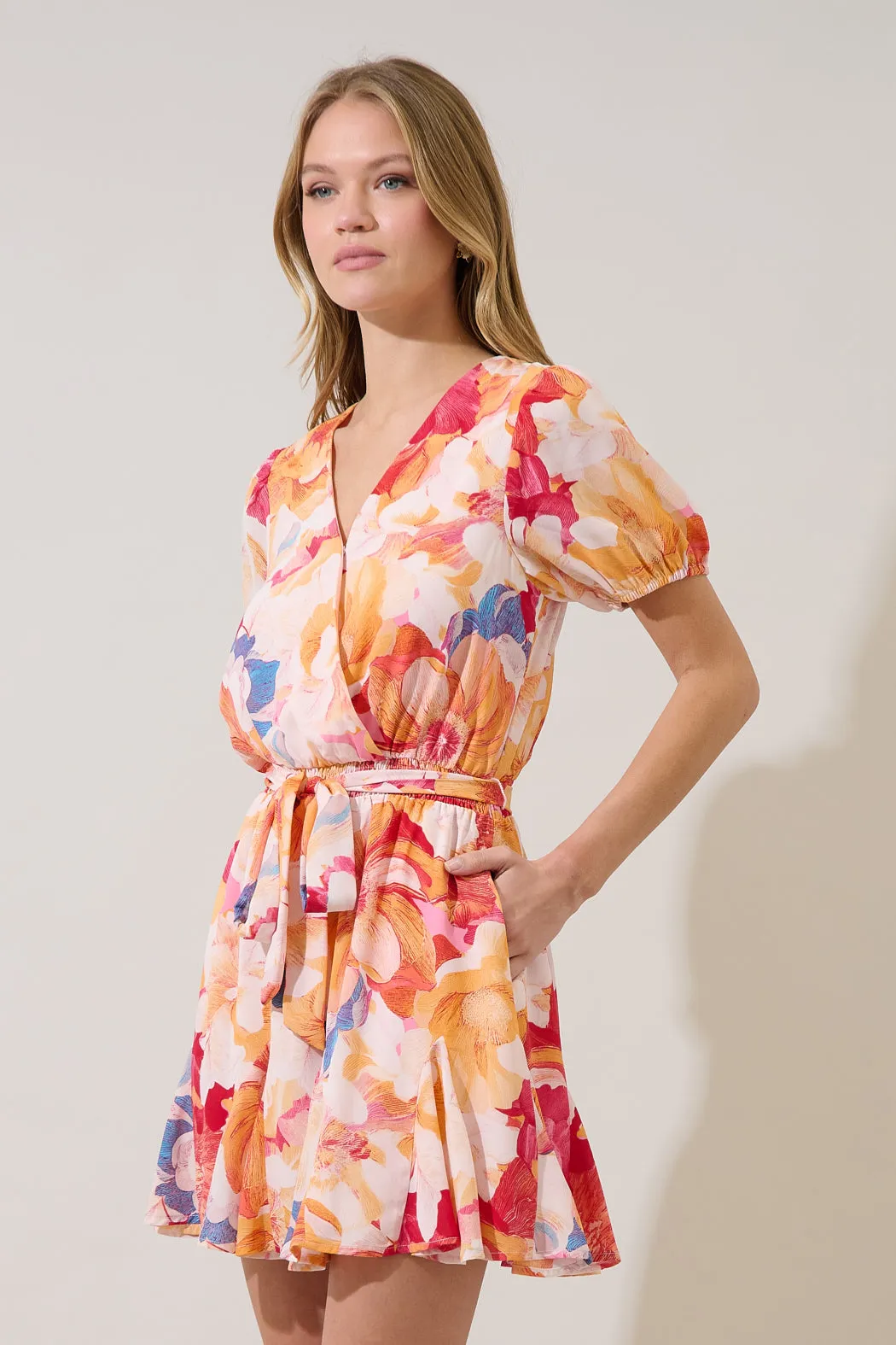 Tiera Wrap Ruffle Mini Dress Sailey Floral sold by Sugarlips product image thumbnail 3
