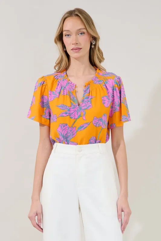 Regine Smocked Short Sleeve Top Floral made by Sugarlips