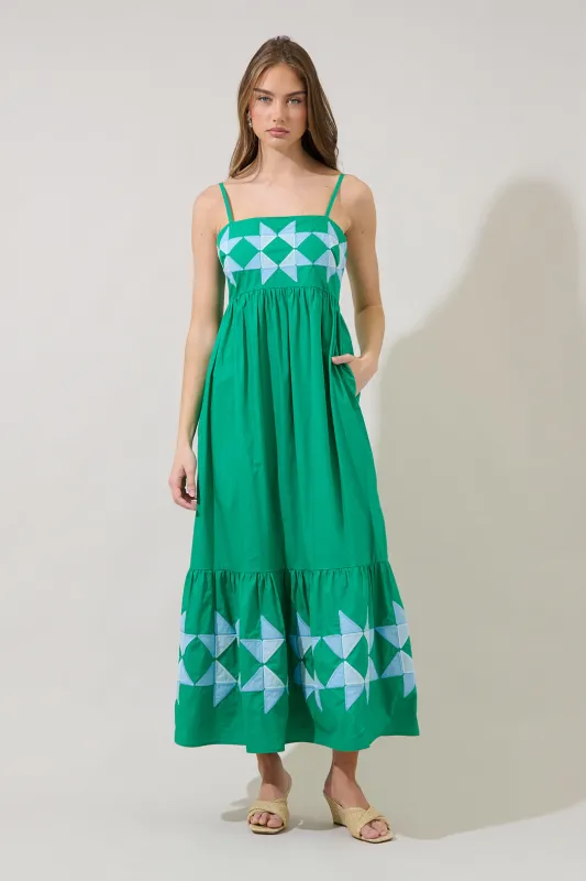 Mayeli Quilt Embroidered Midi Dress made by Sugarlips
