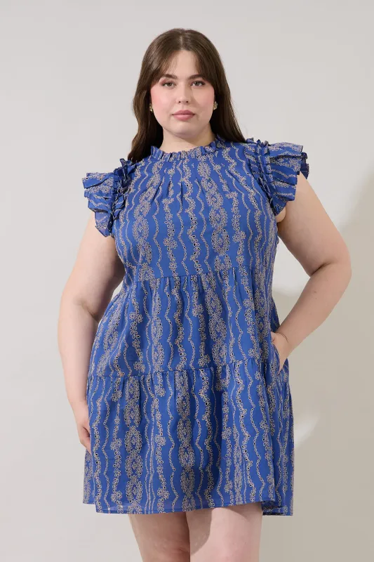 Lauren Shift Mini Dress Eyelet Curve made by Sugarlips