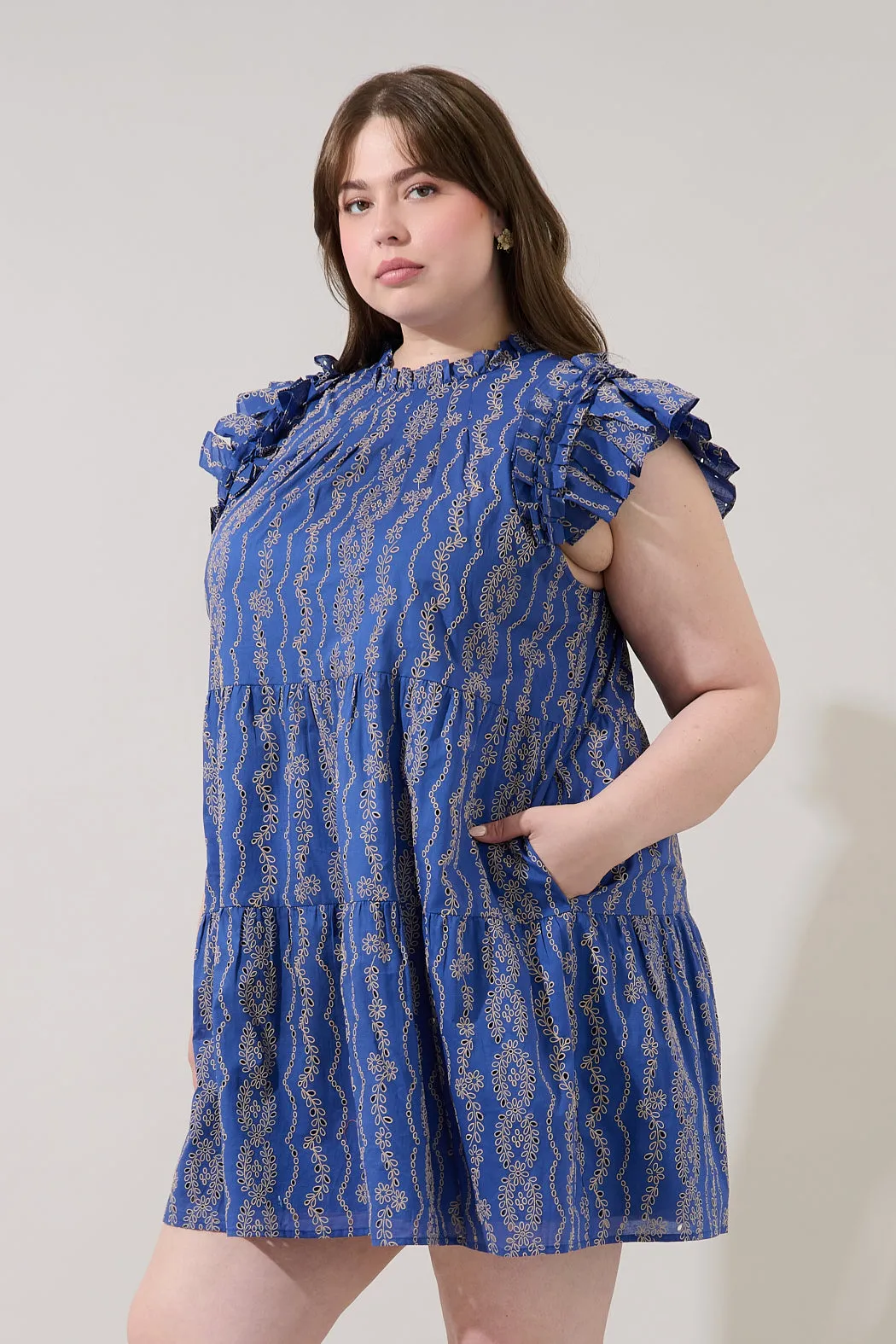 Lauren Shift Mini Dress Eyelet Curve sold by Sugarlips product image thumbnail 3
