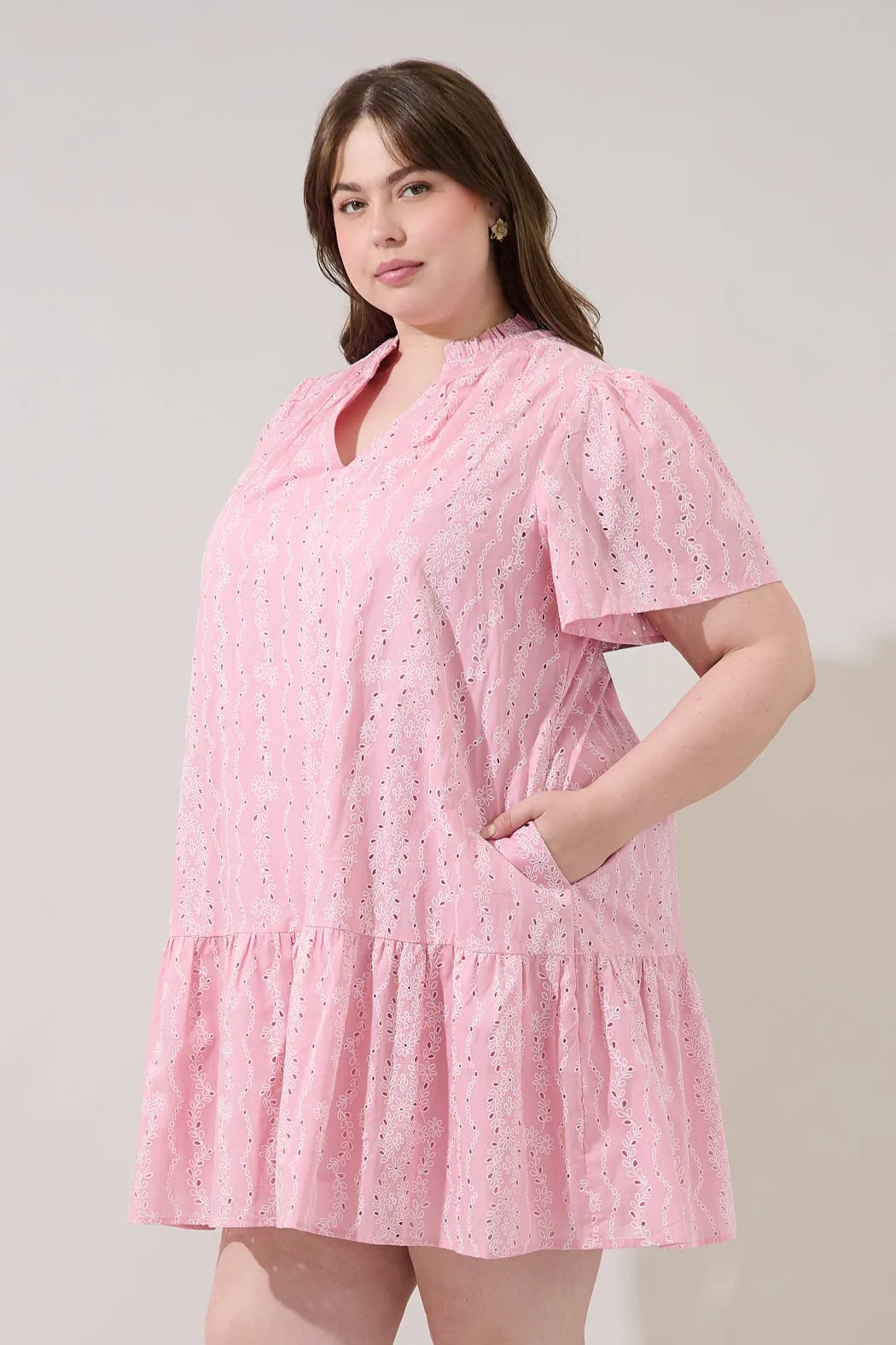 Azari Shift Mini Dress Eyelet Curve sold by Sugarlips product image thumbnail 3