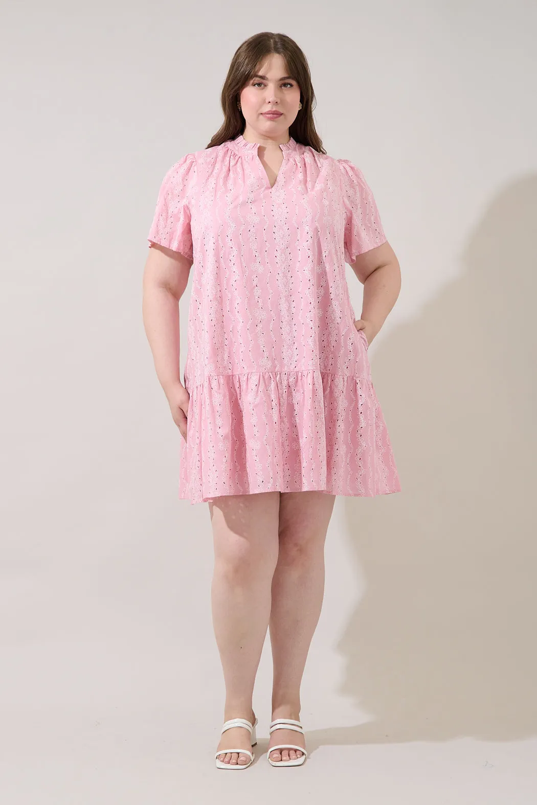 Azari Shift Mini Dress Eyelet Curve sold by Sugarlips product image thumbnail 4