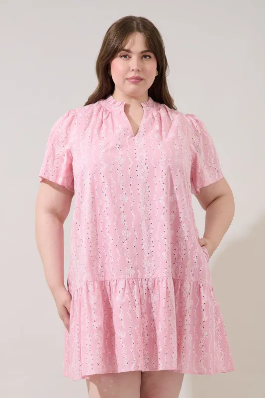 Azari Shift Mini Dress Eyelet Curve made by Sugarlips