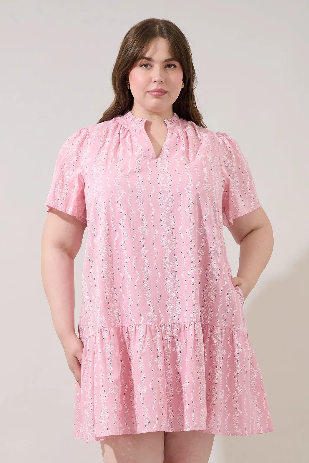 Azari Shift Mini Dress Eyelet Curve sold by Sugarlips