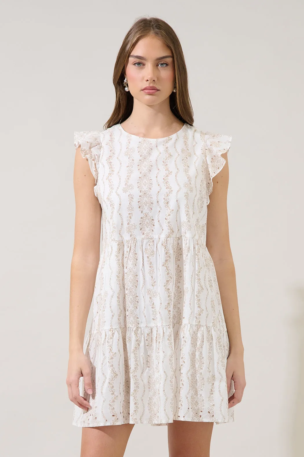 Katelyn Eyelet Tiered Mini Dress sold by Sugarlips