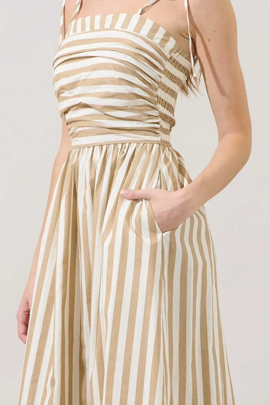 Evelina Ruched Midi Dress Lasha Stripe sold by Sugarlips product image thumbnail 4