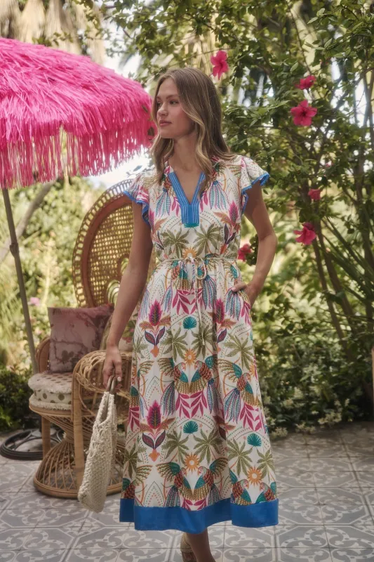 Adelina Shift Midi Dress Tropical made by Sugarlips