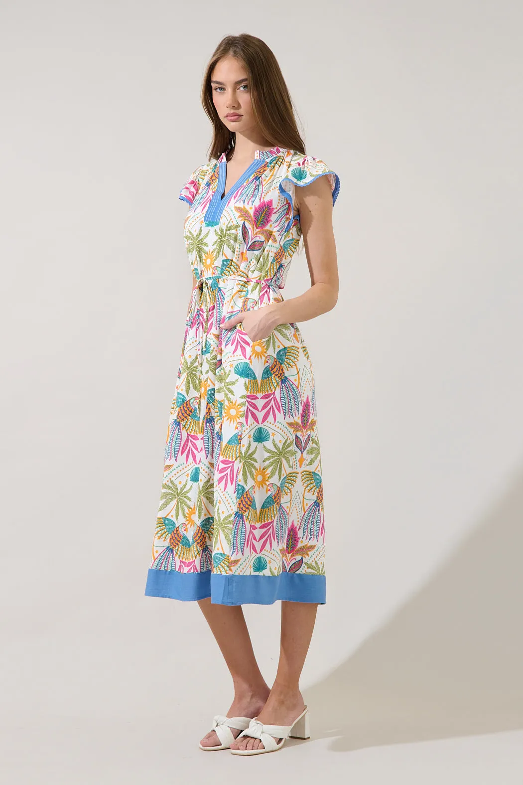 Adelina Shift Midi Dress Tropical sold by Sugarlips product image thumbnail 4