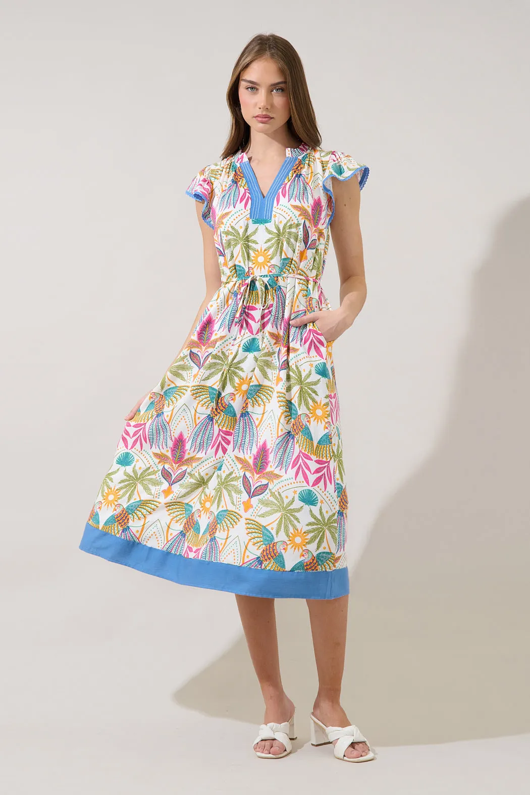 Adelina Shift Midi Dress Tropical sold by Sugarlips product image thumbnail 2