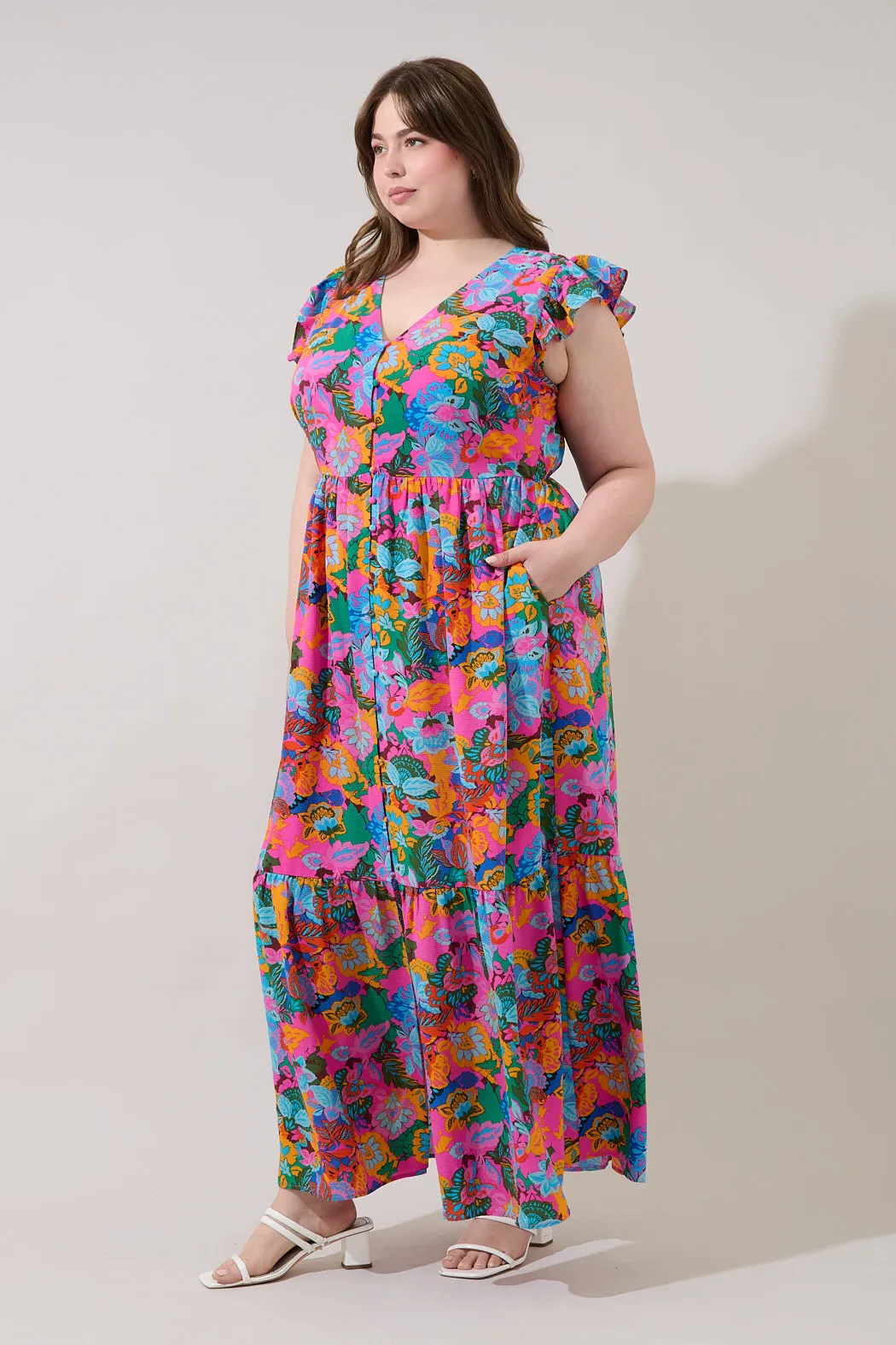 Evianna Flutter Maxi Dress Madely Floral Curve sold by Sugarlips product image thumbnail 3