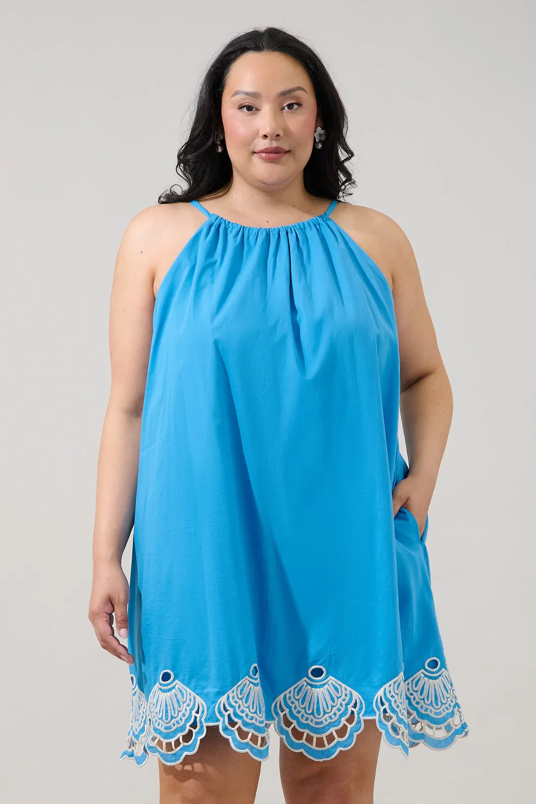 Regina Embroidered Shift Mini Dress Curve sold by Sugarlips